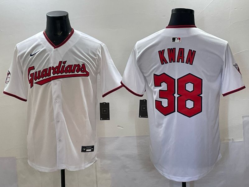 Men Cleveland Indians 38 Kwan White Nike MLB 2025 Jersey 01